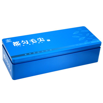 毛尖綠茶長(zhǎng)方形扣肩式馬口鐵盒_通用茶葉鐵盒鐵罐包裝廠(chǎng)家定制