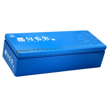 毛尖綠茶長(zhǎng)方形扣肩式馬口鐵盒_通用茶葉鐵盒鐵罐包裝廠(chǎng)家定制